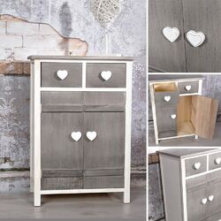 Anrichte Schrank Sideboard Kommode Highboard Beistellschrank weiß grau Shabby✅ 51Bx73Hx31T ✅ Herzgriffe ✅ handarbeit
