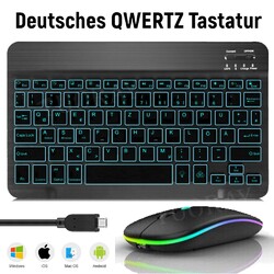Beleuchtet QWERTZ Tastatur Maus Für Amazon Fire Max 11 HD 10 | HD 10 Plus 2023