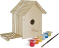 Outdoor Vogelhaus aus Holz, zum Zusammenbauen und Bemalen, inkl. Pinsel & Farbe