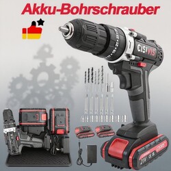 3 in 1 Akkuschrauber Set  mit 2 Akkus Ladegerät Schlagbohrschrauber Bohrmaschine