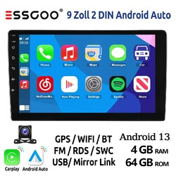 Android13 4+64G 9 Zoll 2 DIN Autoradio Carplay KAM USB GPS Navigation FM WiFi BT