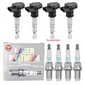4x TRUCKTEC Zündspule +4x NGK Zündkerze Laser Platinum für VW Golf V 1K1