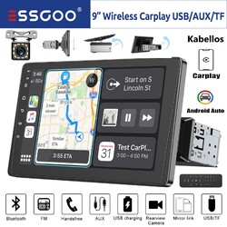 Autoradio 1DIN Funk Android Apple Carplay Mit 9" Bildschirm USB Bluetooth Kamera