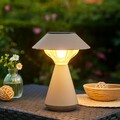 Tischlampe Solarleuchte Außen Terrassenleuchte sandfarben wetterfest LED H 23 cm