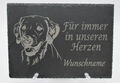 Grabschmuck Hund Grab Schieferplatte mit Spruch Gravur Grabstein Grabdeko 