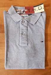 Tommy Hilfiger Herren Polo Poloshirt grau T-Shirt Gr M Neu mit Etikett 