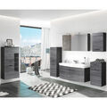 Badezimmer-Möbel Komplett Set grau 120cm Waschtisch LED Spiegelschrank Badmöbel