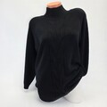 Damen Strickpulli mit Zopfmuster L/XL Stehkragen Kuschelig weich Pullover Black