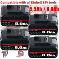 8,0Ah 18V Akku Für Einhell 5,5Ah Ersatzakku LED NEU Power X-Change Lithium PXC