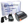 2in1 Set: Li-Ion Akku 18V 2000mAh + Ladegerät für Gardena PowerMax Li-18/32 5039