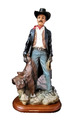 American Cowboyfigur mit Sattel & Seil Holzsockel 13 Zoll hoch