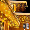 LED Eisregen Lichterkette Vorhang Außen Eiszapfen Warmweiß Weihnachten 5/10/15M