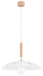 Moderne Skandinavische Pendelleuchte Weiß Helle Holz Hängelampe 1x60W/E27