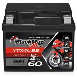 BlackMax YTX4L-BS Motorradbatterie GEL 12V 4Ah CTX4L-BS Roller Batterie 50314