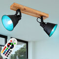 Deckenleuchte Holz Deckenlampe Esszimmerlampe dimmbar Fernbedienung RGB LED
