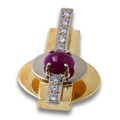 Anhänger 585 Gold 14 Kt Bicolor Rubin Diamant 0,25 Ct Brillant Wert 2150,-