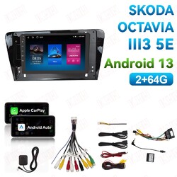 DAB+ Android 13 Carplay Navi GPS Für Autoradio SKODA Octavia III 3 5E 2013-2018