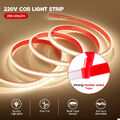 230V 220V COB LED Streifen Stripe Selbstklebend Leiste Band Lichtschlauch 10mm
