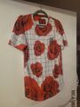 DFND Shirt Herren Größe S Rot Weiß Blumen Sommer Sonne Club Party