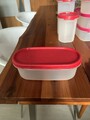 Tupperware Eidgenosse Vorratsbehälter 500ml, Transparent Rot, 18Lx9Bx6cm.H