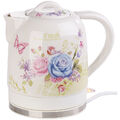 Rosenstein & Söhne Keramik-Wasserkocher mit Blumenmuster, 1,7 Liter, 1.500 Watt