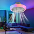 LED Ventilator RGB Deckenlampe Leiser Deckenventilator Dimmbar+Bluetooth Musik