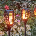 2Stk Solarleuchte LED Garten Beleuchtung Solar Fackel Lampe Leuchte Flamme Außen