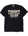 Tommy Hilfiger grafisches Herren-T-Shirt normale Passform Top Medium Marineblau MB09