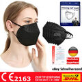 10/100 x FFP2 Maske Atemschutzmaske Schwarz Zertifiziert 5-Lagig Mundschutz CE