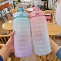Wasserflasche Zeitmarke 2L extra große motivierende Fitnessstudio Sportflasche mit Strohhalm