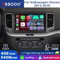 DAB+ Android14 Autoradio GPS 4+64G Carplay KAM MIK WiFi Für VW Sharan 7N 2012-18