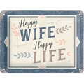 Nostalgic-Art - Retro Blechschild Metallschild 15x20cm - Happy Wife Happy Life