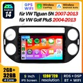 9" 2+32GB Android 14 Autoradio Carplay Navi RDS FM WiFi für VW Golf Plus 521 5M1
