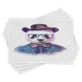 Komisch Platzmatten Hipster Panda mit Krawatte Platzmatten 4er Set Waschbar