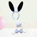3-teiliges Hasen Set Bunny Ohren Stirnband Kostüm Party /