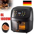 8L 1800W Heißluftfritteuse Fritteuse Heißluft Digitale Edelstahl Air Fryer XXL