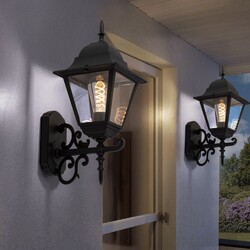 Wandlampe Außenleuchte Wandlaterne E27 Balkonlampe Glas klar Alu schwarz Hof 2x