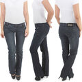 Damen Schlaghose Bootcut Jeans Hose Hüftjeans Stretchjeans Flared Weites Bein