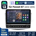 10.1" Android 13 Autoradio Carplay GPS Nav WIFI DAB+ Für VW Passat B7 2010-2015