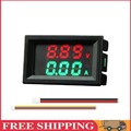 DC0-100V Amp Volt Gauge Dual LED Digital Voltage Current Meter (Red Green 50A)