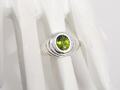 2.10 Karat Peridot Halo Ring 925 Massives Sterlingsilber
