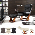 MCA Relaxsessel Hamilton, Fernsehsessel Hocker, Echtleder 130kg belastbar 64026