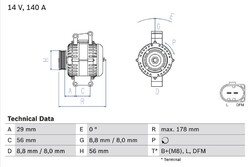 Bosch Lichtmaschine Generator für Audi A3 Cabrio A4 B6 2008-2016 0986046180