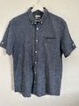 Esprit Leinen-Hemd Gr. M Jeans-Optik Kurzarm