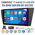 9" Carplay DAB+ Autoradio Android14 Für BMW 3er E90 E91 E92 E93 32G Kam GPS NAVI