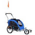 Webavita 2in1 Hunde-Buggy und Fahrradanhänger Haustiere blau mit Jogger-Funktion