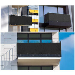 Balkon Sichtschutz Bespannung HDPE Balkonverkleidung Sonnen Windschutz Terrassemit Ösen, Kabelbinder und Kordel, 220 g/m² stark