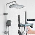 LED Grau Duschsystem mit Handbrause Regendusche Duscharmatur Handbrause Duschset
