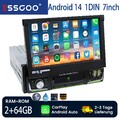 64G 1Din 7'' Android 14 Autoradio AHD Navi BT WIFI Carplay Elektrischer Flip Out