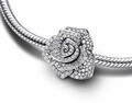 💖 Wunderschöner Charm Anhänger Große ROSE SILBER ZIRKONIA für Pandora Armband